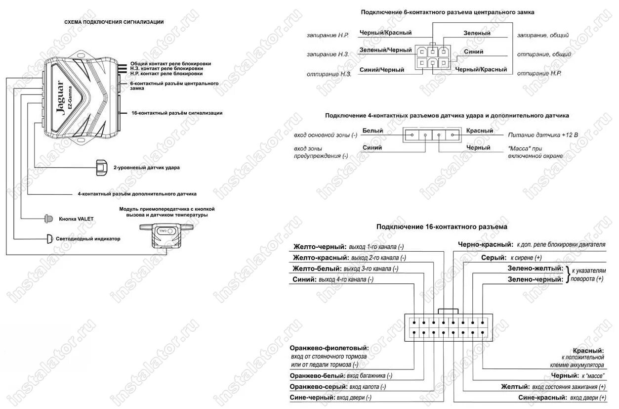 Подключение сигнализации ягуар ez Схема подключения сигнализации Jaguar EZ-gamma
