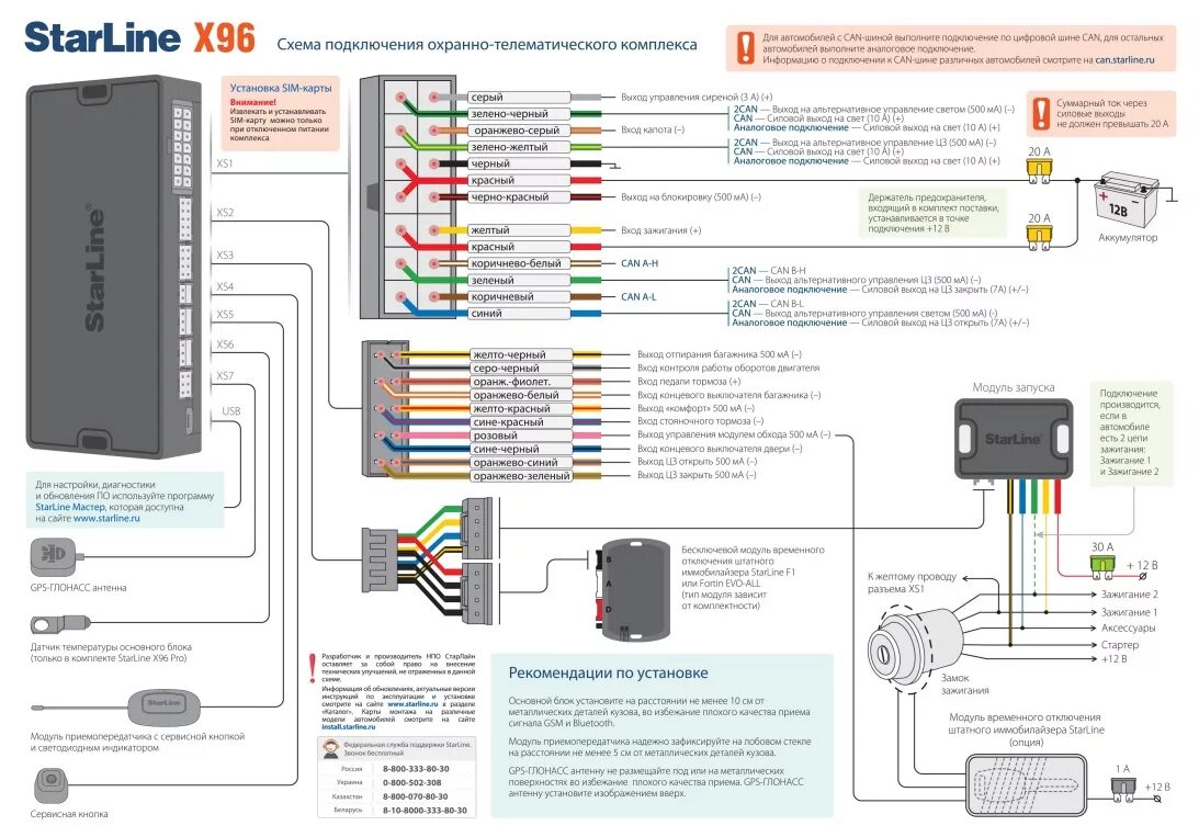 Подключение силового модуля старлайн s96 Сигнализация StarLine X96 L купить в интернет-магазине Авто Спрос