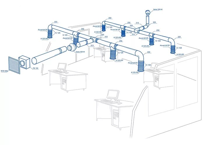 Подключение систем вентиляции Проектирование вентиляции офиса - "ЕвроХолод"