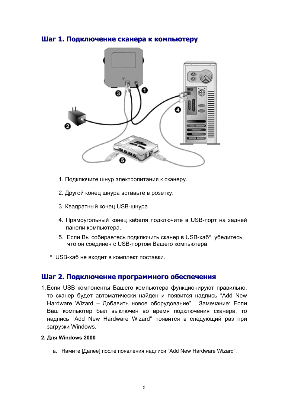 Подключение сканера штрих к компьютеру Шаг 1. подключение сканера к компьютеру, Шаг 2. подключение программного обеспеч