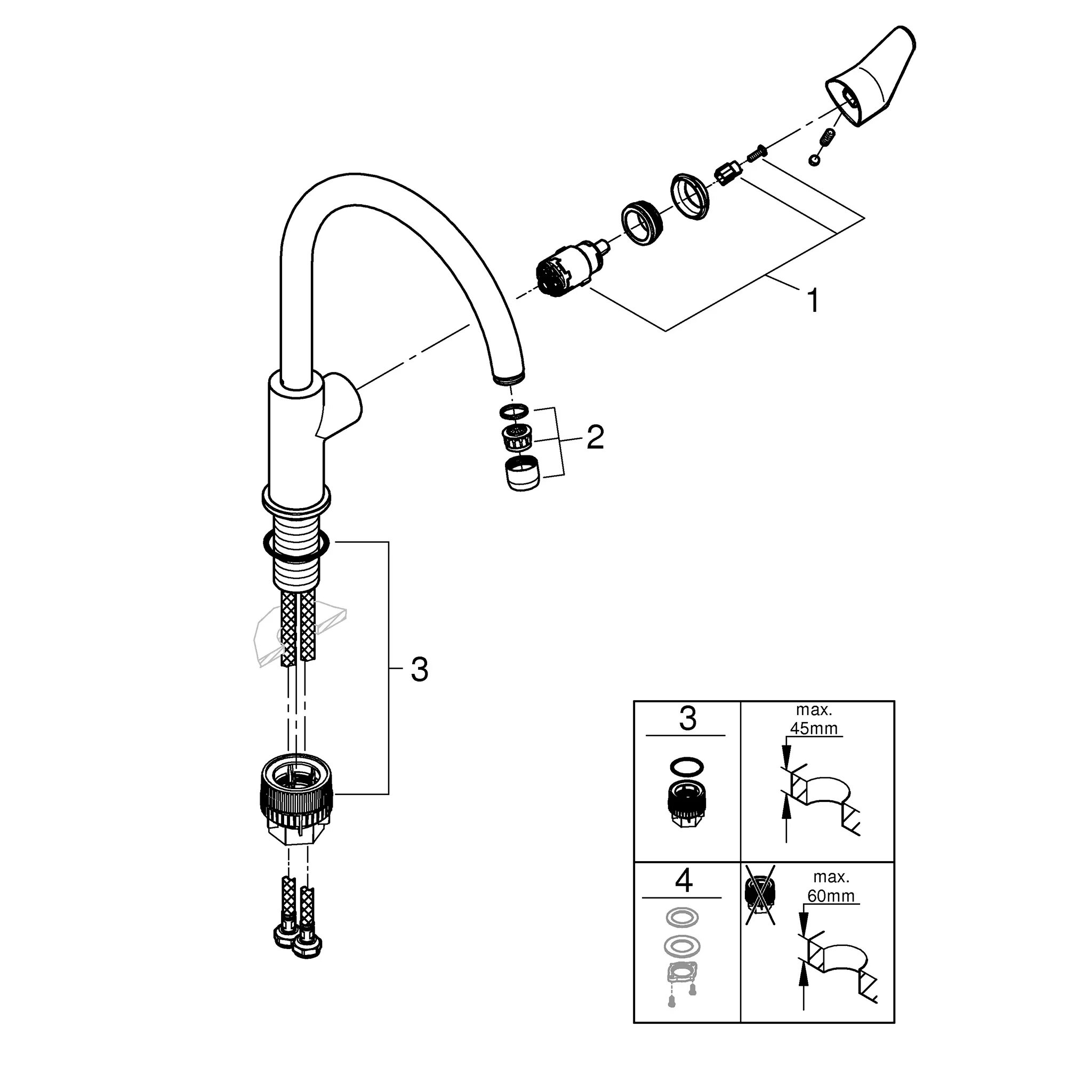 Подключение смесителя grohe 3 8 Смеситель для кухни Grohe Startсurve 31554001 купите по низкой цене в интернет-м