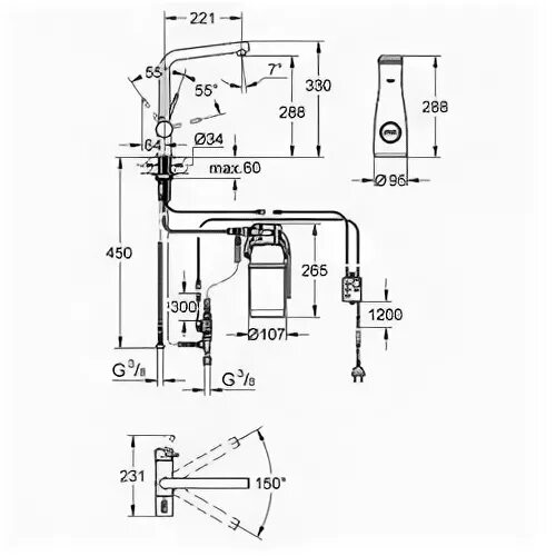 Подключение смесителя grohe 3 8 Купить Grohe Blue Minta Pure 31345DC1 по Промокоду SIDEX250 в г. Сочи + обзор и 