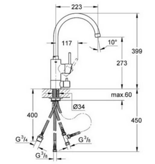 Подключение смесителя grohe 3 8 Смеситель Grohe Concetto 32666001 для кухни с подключением посудомоечной машины 