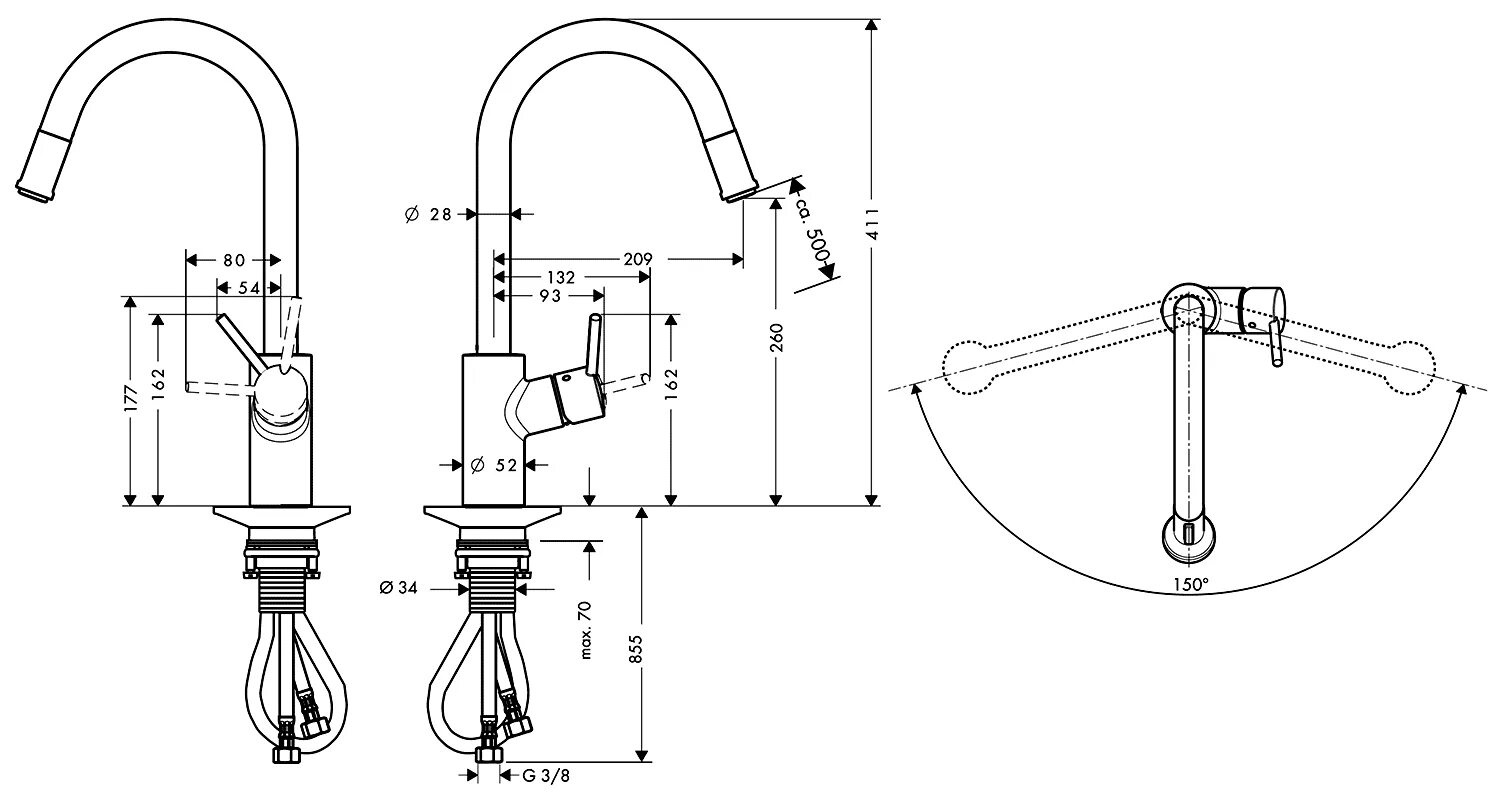 Подключение смесителя какая резьба Смеситель кухонный Hansgrohe Talis S2 Variarc 14872000