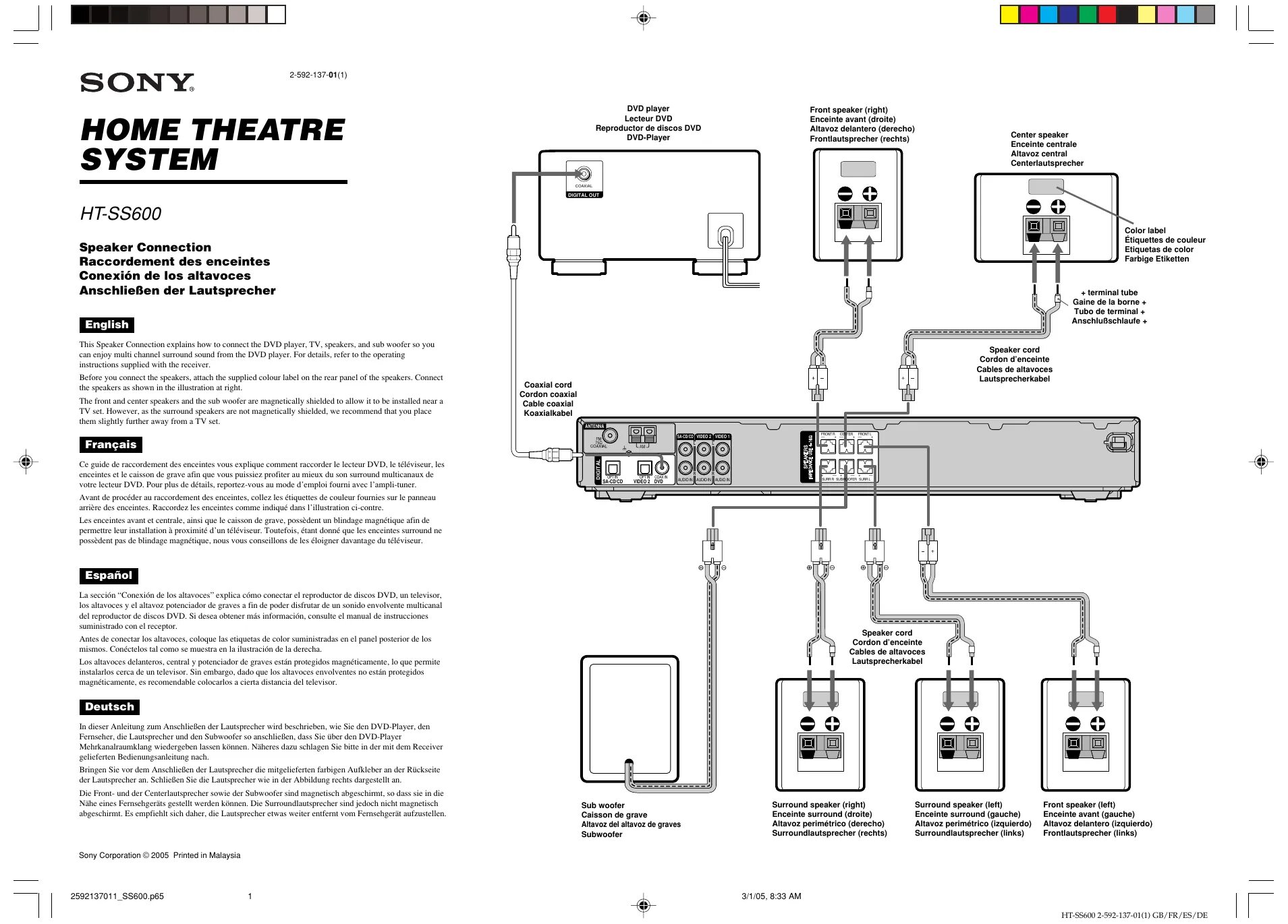 Подключение сони к компьютеру Sony HT-SS600 Operating instructions Manualzz