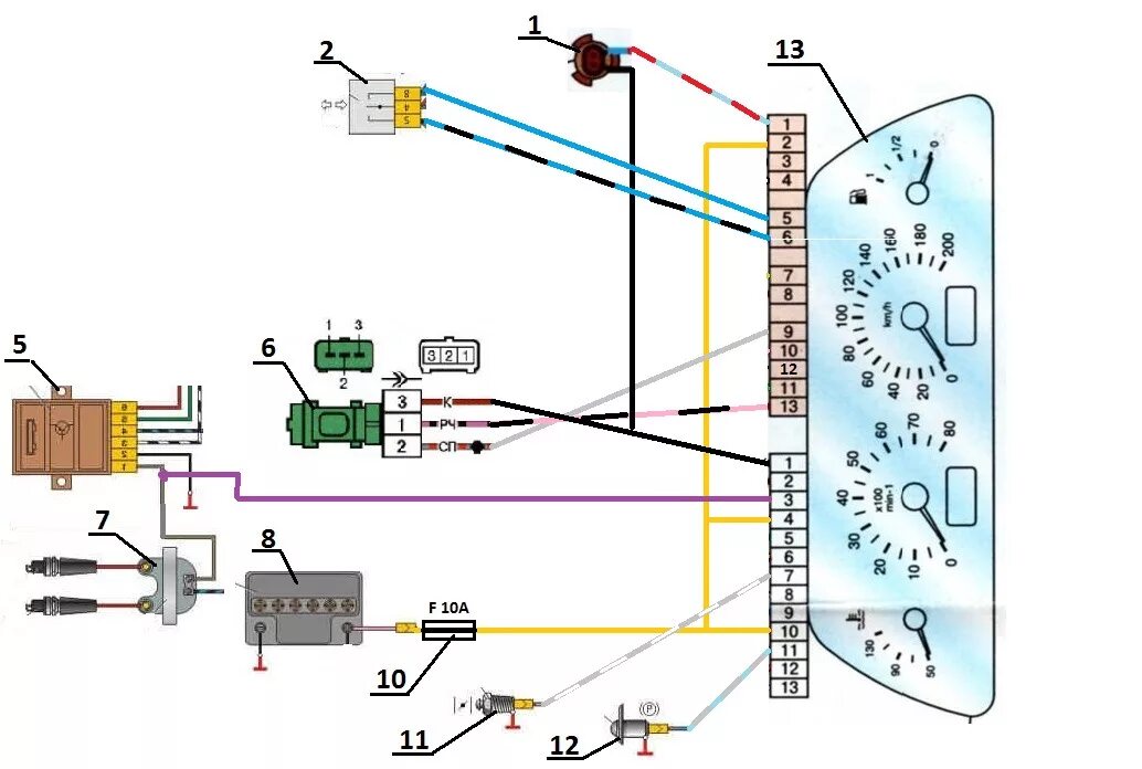 Подключение спидометра ваз Как подключить приборку от 2114 в 1111 - Lada 2113, 1,6 л, 2006 года электроника
