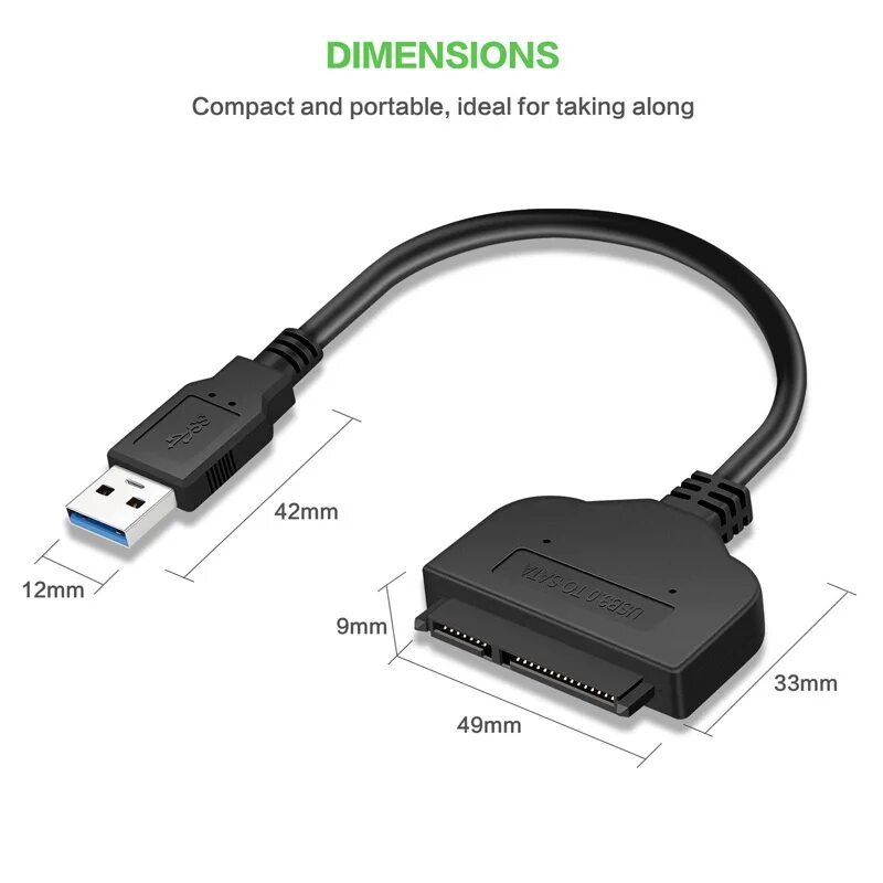 Подключение ssd диска через usb SATA USB3.0 кабель-переходник, конвертер 22pin для 2,5-дюймового HDD SSD жестког