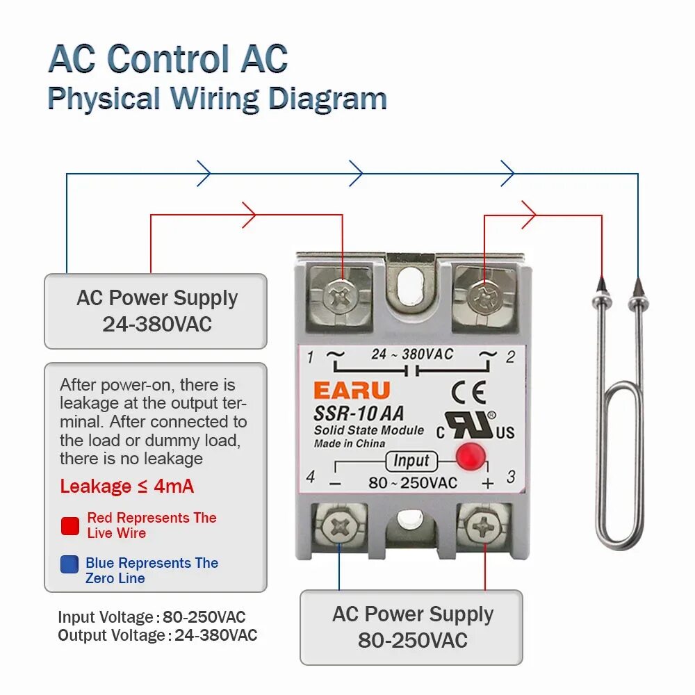 Подключение ssr реле SSR-25AA SSR 10A 25A 40A твердотельный релейный модуль AC 80-250V Вход AC 24-380