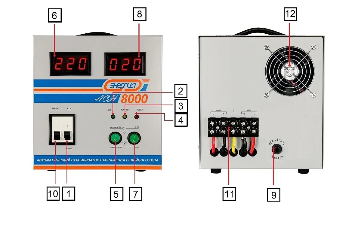 Подключение стабилизатора напряжения для дома ресанта Купить Энергия АСН-8000 с бесплатной доставкой по Москве