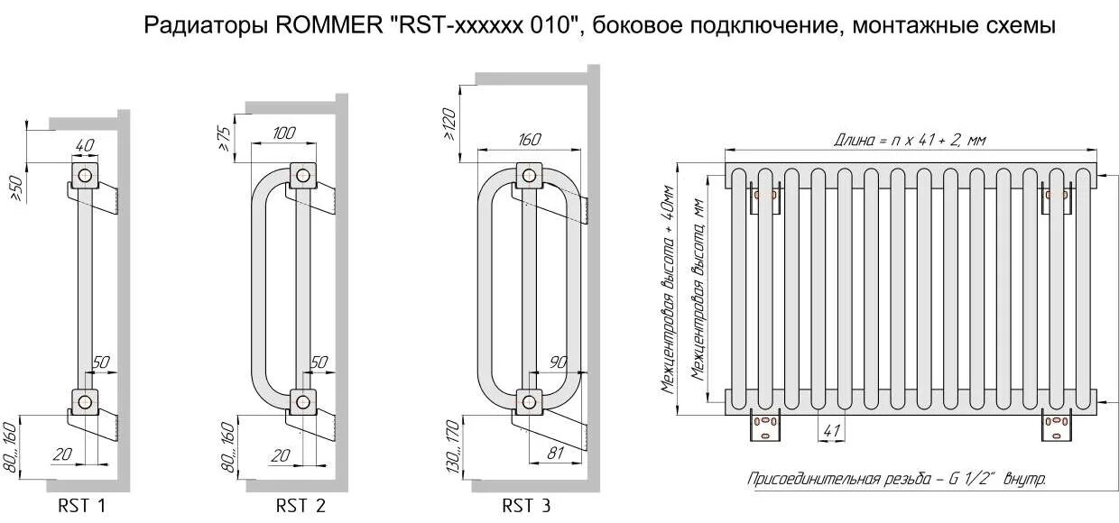 Подключение стального радиатора Купить Радиатор стальной 1-трубчатый ROMMER RST 1175/07 с боковым подключением п