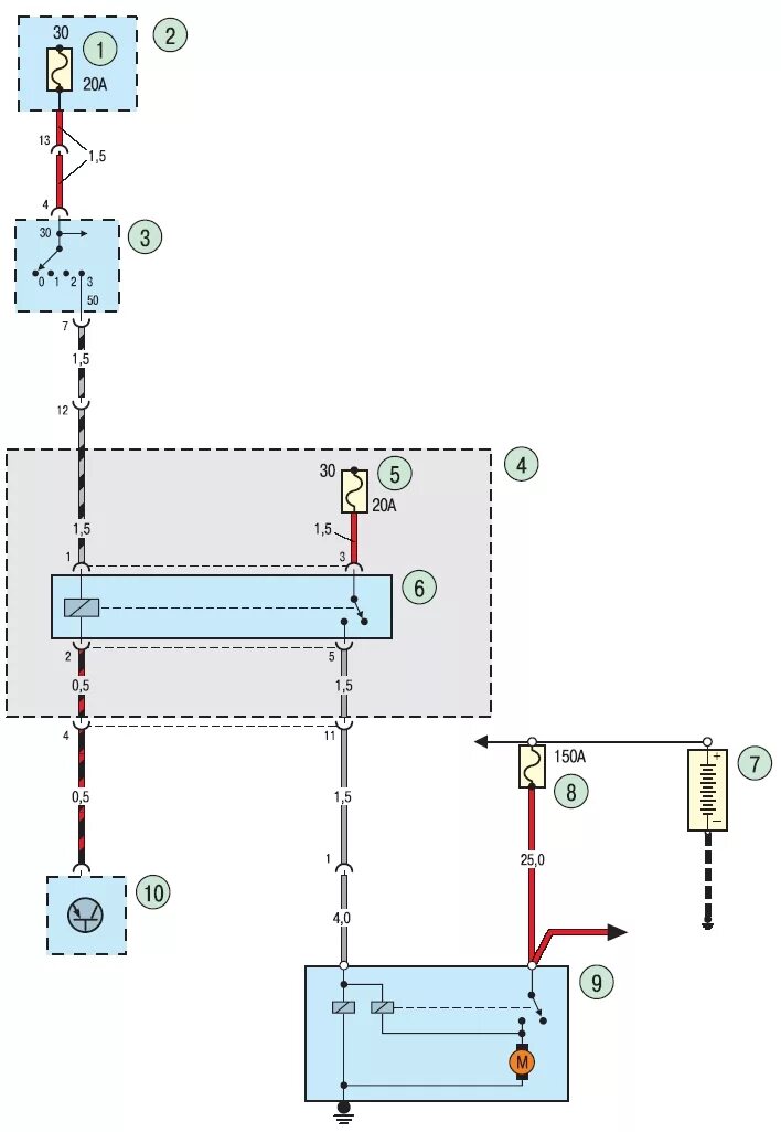 Подключение стартера форд фокус 1 Схема 5. Соединения системы пуска двигателя Ford Focus (Форд Фокус)