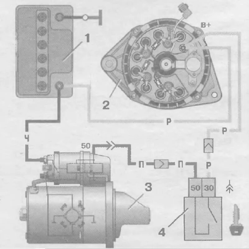 Подключение стартера генератора Схема ВАЗ 2110 16 клапанов