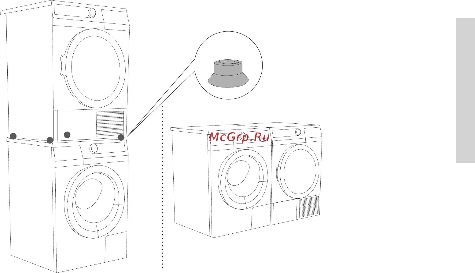 Подключение стиральной и сушильной машины в колонну Gorenje D844BH 15/52 Установка прибора