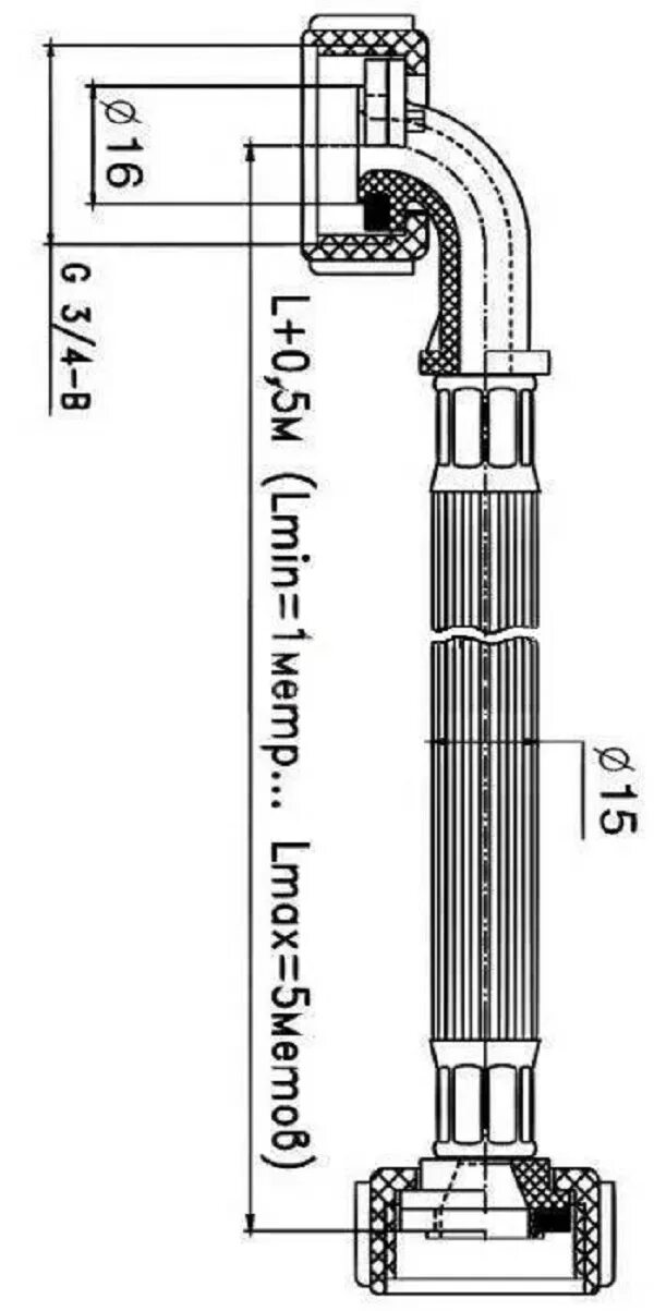 Подключение стиральной машины диаметр резьбы Наливной шланг для стиральной машины VIRPlast, угловой, 4,5 м, гайка-гайка - куп