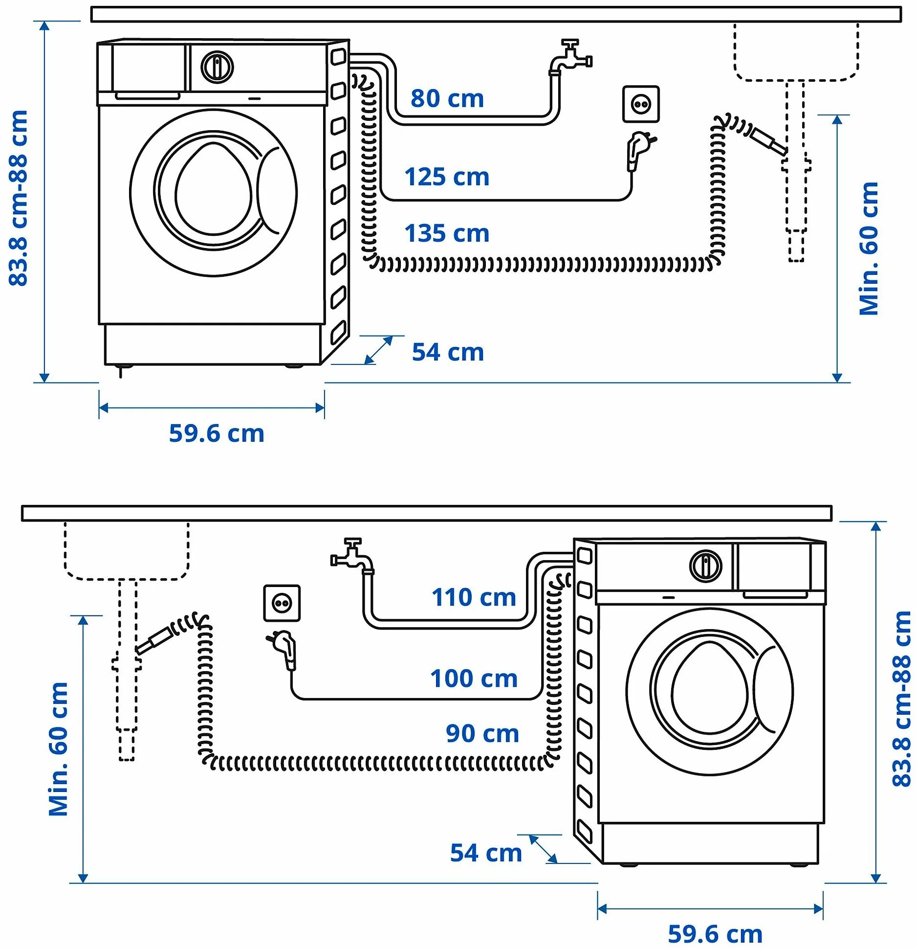 Подключение стиральной машины размеры Стиральная машина ИКЕА ТВЭТТАД - купить в интернет-магазине по низкой цене на Ян