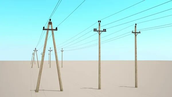 Подключение столбы электрические 3d power lines 6-10kv model