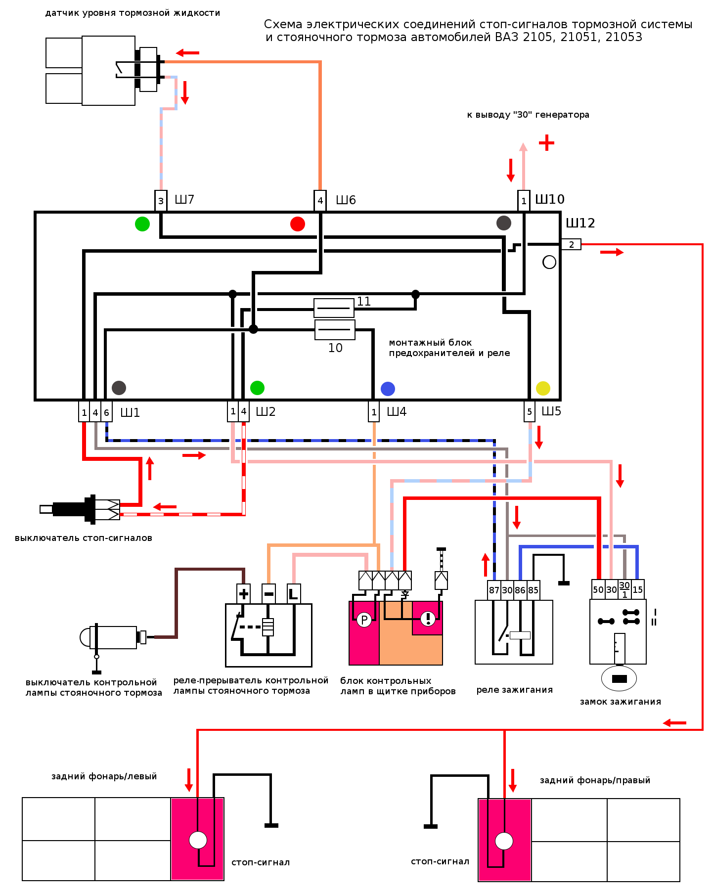 Подключение стоп сигнала ваз 2107 Не работают стоп-сигналы на автомобилях ВАЗ 2105, 2107