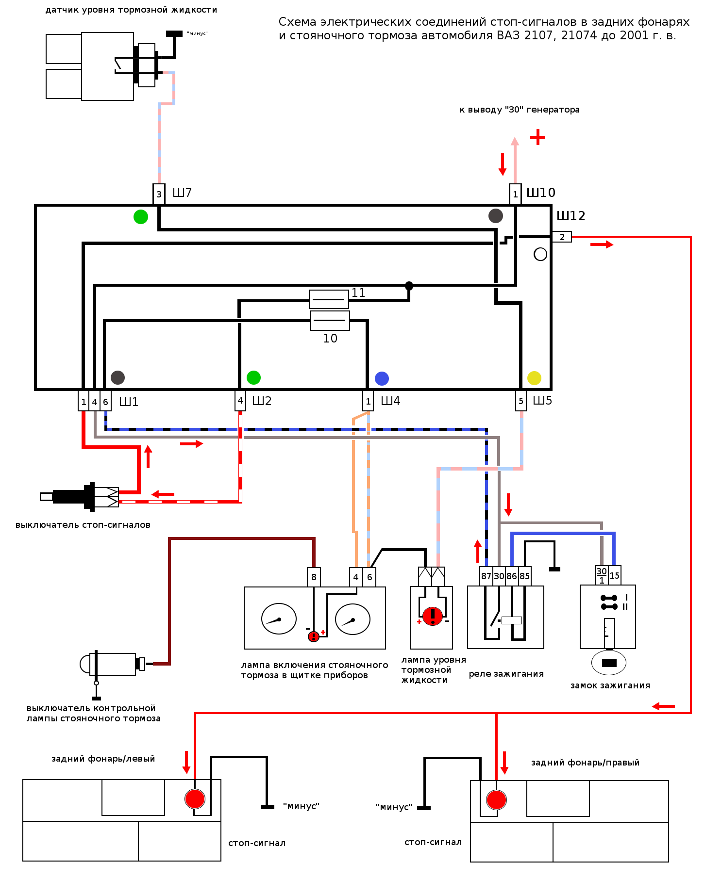 Подключение стоп сигнала ваз 2107 Не работают стоп-сигналы на автомобилях ВАЗ 2105, 2107