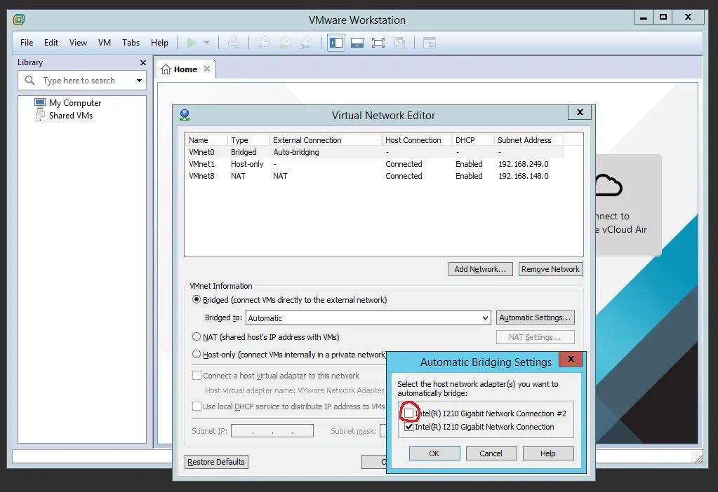 Подключение sun ray 3 к vmware networking - VMware Workstation 11 intermittently drops guest's bridged network 