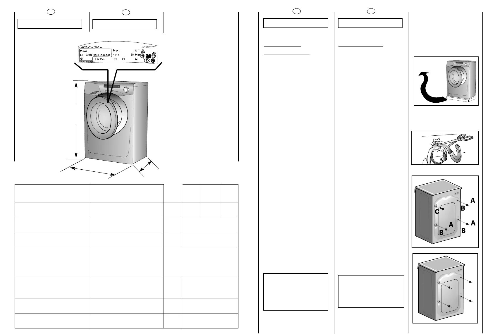 Подключение сушильной машины candy Manual Candy EVO4W 2643D (page 5 of 29) (English)