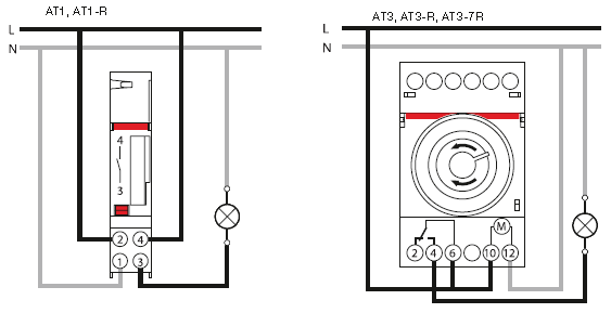 Подключение суточного реле времени Схема настройка реле времени ABB AT2 - Магазин электрики, электрика оптом и в ро