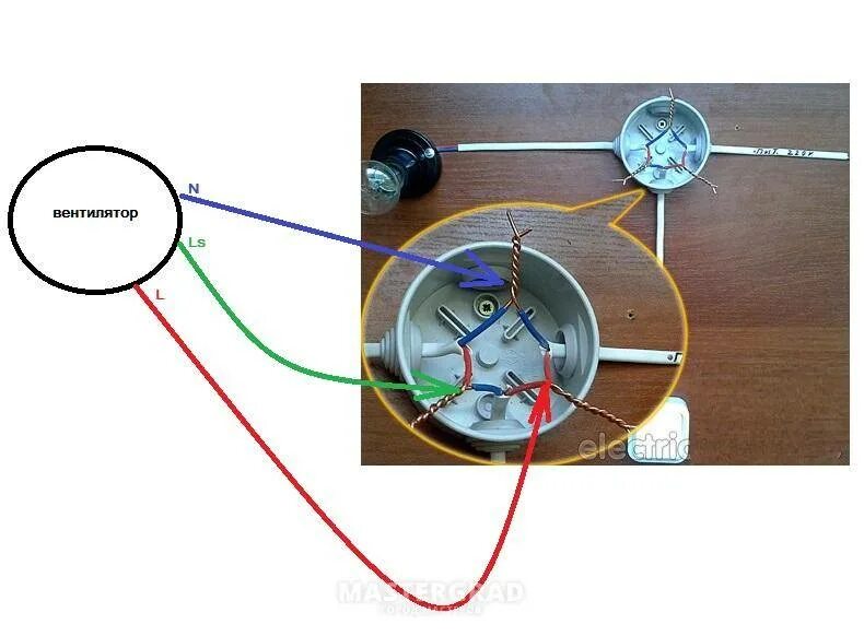 Подключение свет и вентилятор Как подключить вентилятор в ванной к выключателю - разбираемся со схемами