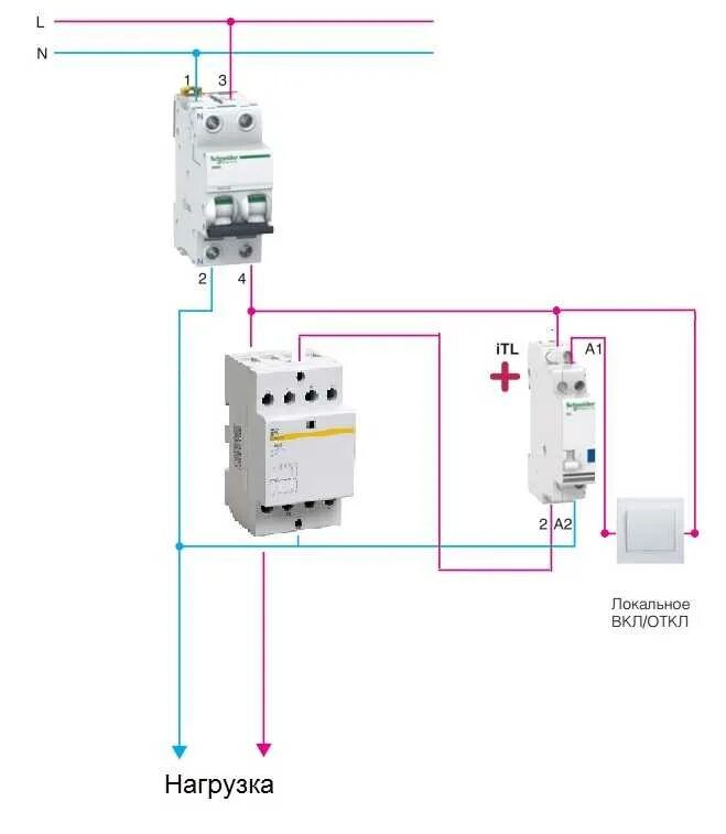 Подключение света через контактор схема подключения Подключение мастер выключателя через контактор