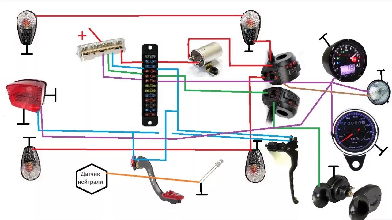 Подключение света иж планета 5 Простая проводка на мотоцикл часть 2 - YouTube