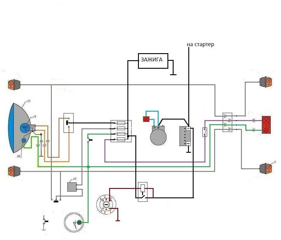 Подключение света на мотоцикле минск Схема проводки иж корнет - фото - АвтоМастер Инфо