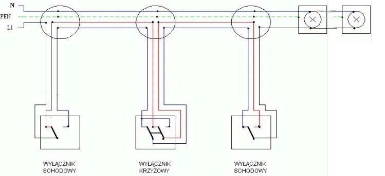 Подключение света с двух мест Картинки ТРИ ПРОХОДНЫХ ВЫКЛЮЧАТЕЛЯ