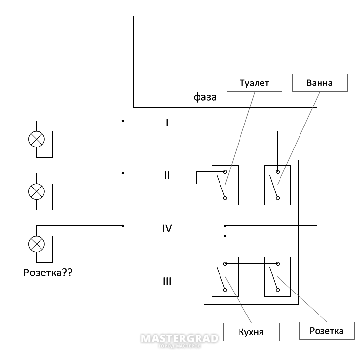 Подключение света ванна туалет Блок туалет ванна кухня