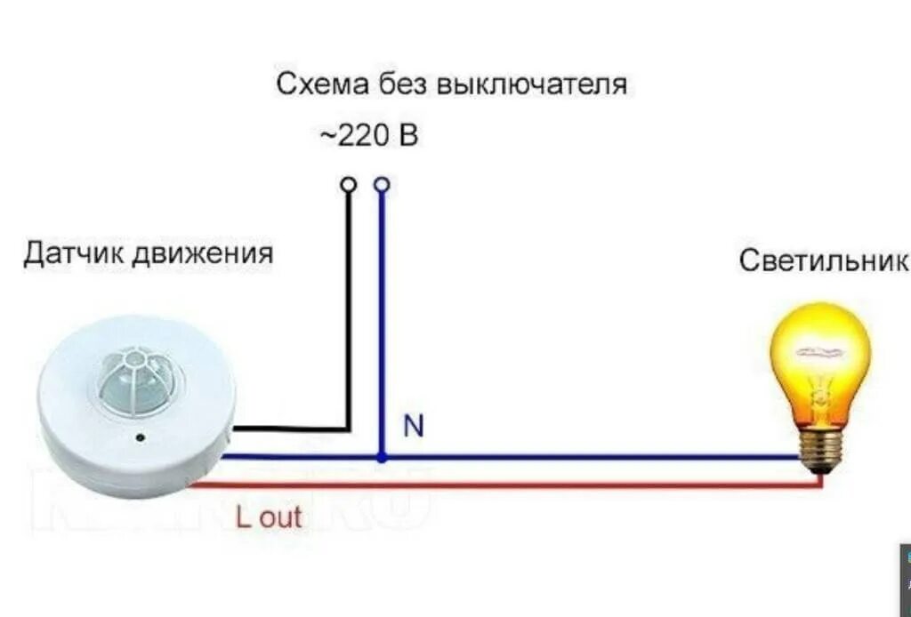 Подключение светильника с датчиком движения без выключателя Подключение датчика движения для освещения с выключателем фото, видео - 38rosta.