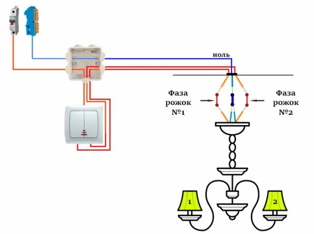 Подключение светильника цвета проводов Как повесить и подключить люстру на потолок с планкой - схемы на два, три, четыр