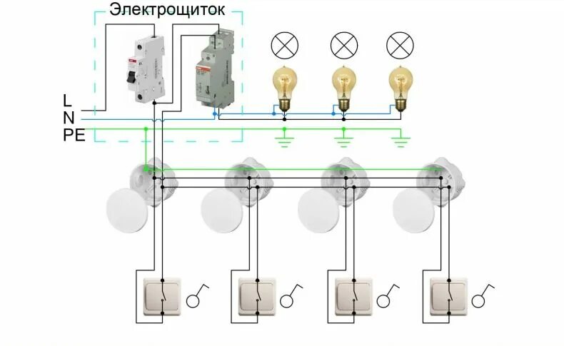 Подключение светильников через коробку Как подключить люстру с 3 проводами: схема монтажа люстры на потолке к двойному 