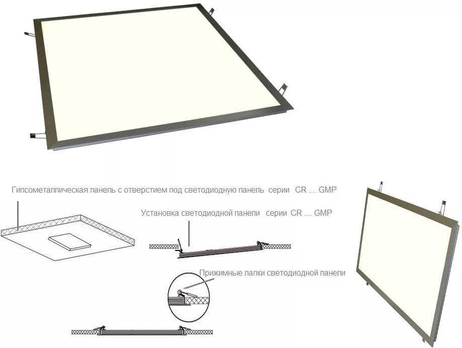 Подключение светодиодной панели на потолке LED панели квадратные - Встраиваемые в GMP-гипсометалл