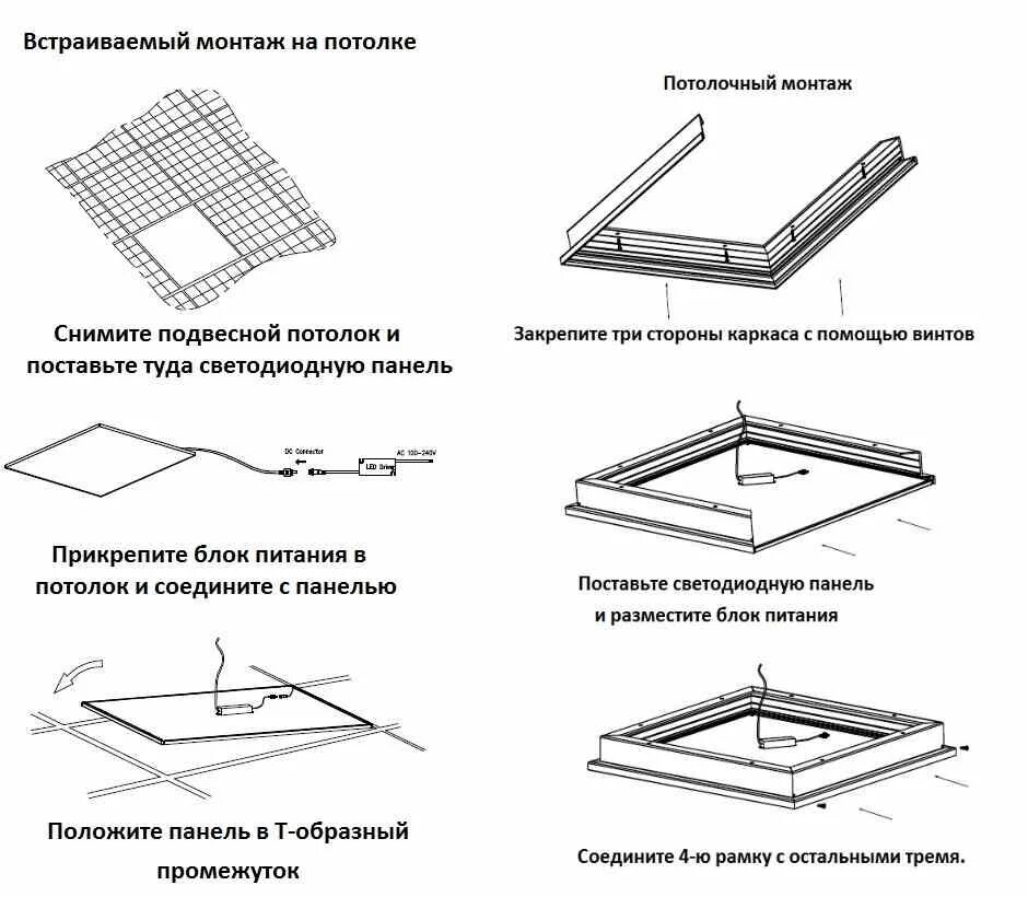 Подключение светодиодной панели на потолке Ультратонкие светодиодные панели производства LEDERON