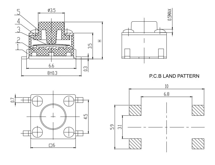 Подключение тактовой кнопки Тактовая кнопка smd - 6x6x5 mm KAN0642-0501B купить в Москве Detalka-mitino.ru