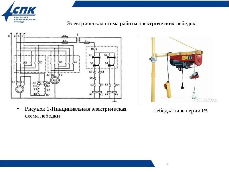 Подключение тали электрической Схема тельфера с концевиком