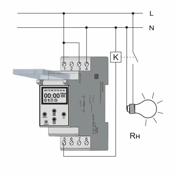 Подключение таймера света Реле времени программируемое PCZ-529 циклическое одноканальное ЕА02.002.007 5077