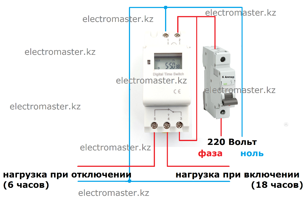 Подключение таймера света Реле времени, таймер. Настройка и схема подключения.