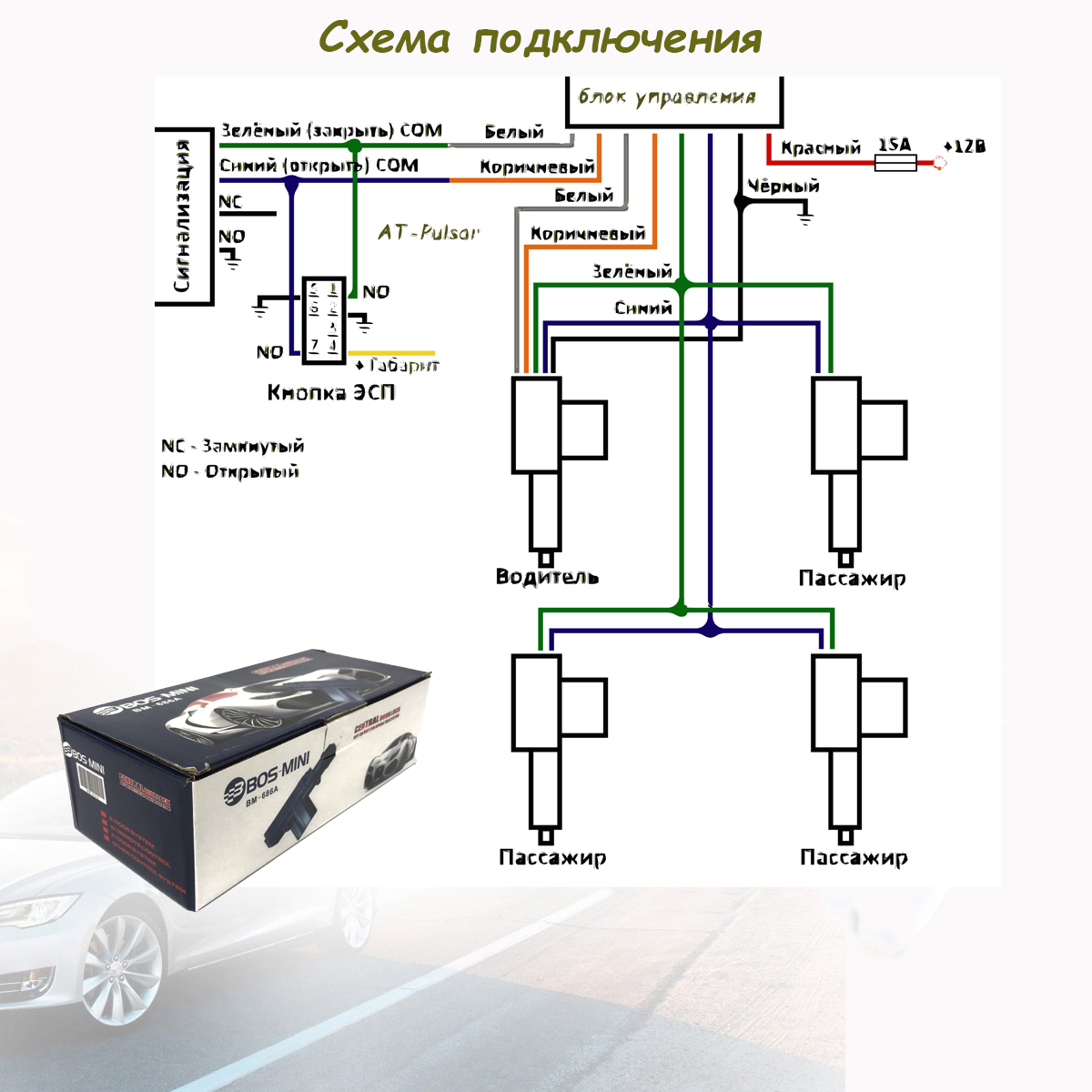 Подключение центрального замка bm 686b Комплект центрального замка AT-Pulsar 686A с 4 электроприводами - отзывы покупат