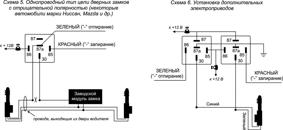 Подключение центрального замка через реле ALLIGATOR M-600 - инструкция по установке