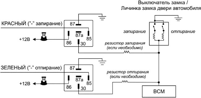 Подключение центрального замка через реле схема ALLIGATOR S-700RS - инструкция по установке