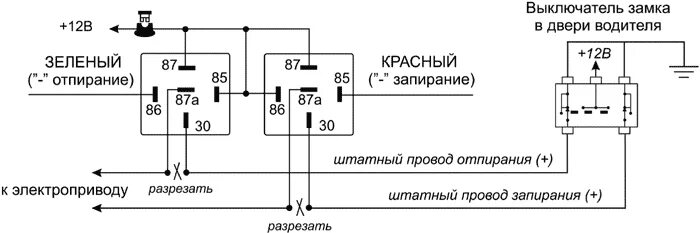 Подключение центрального замка через реле схема ALLIGATOR S-700RS - инструкция по установке