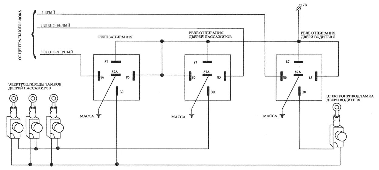 Подключение центрального замка через реле схема Centurion IV - инструкция пользователя
