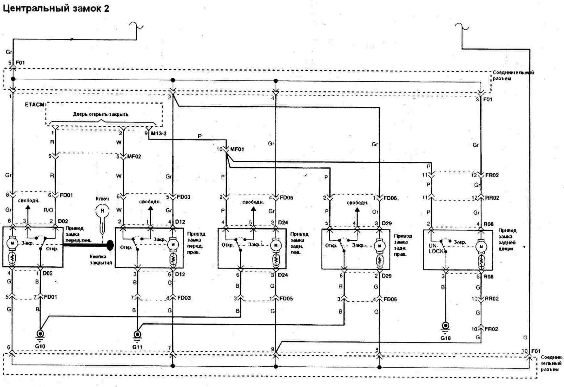 Подключение центрального замка хендай матрикс Hyundai matrix центральный замок схема HaiCar.ru