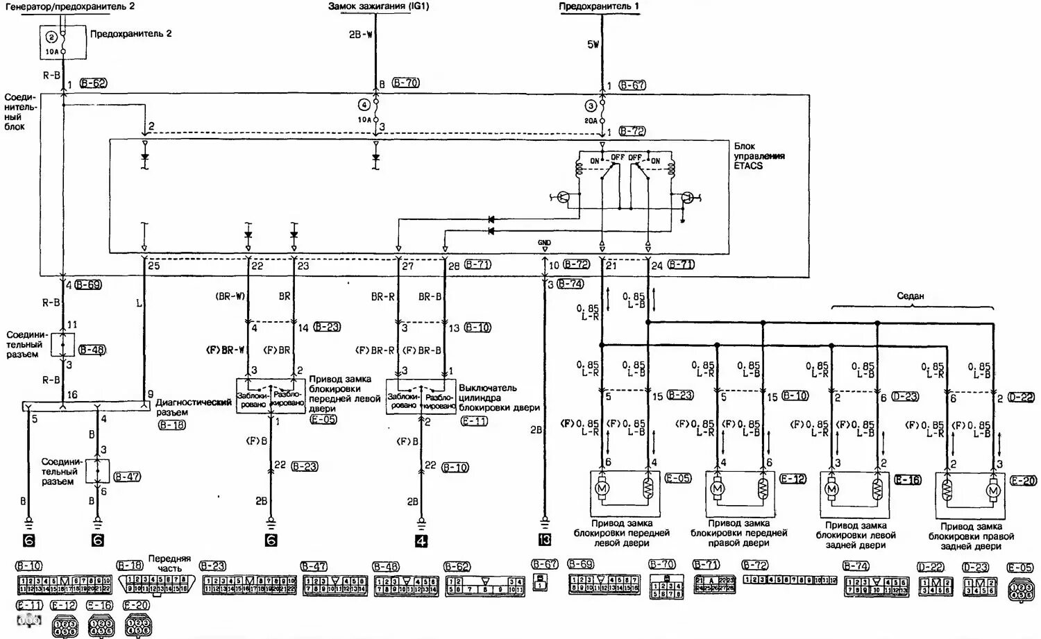 Подключение центрального замка лансер 10 Central lock scheme (Mitsubishi Colt 5, 1995-2003, petrol) - "Electrical circuit