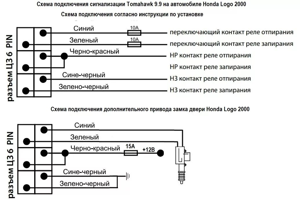 Подключение центрального замка томагавк 9010 схема Установка автосигнализации Tomahawk 9.9 - Honda Logo, 1,3 л, 2000 года электрони