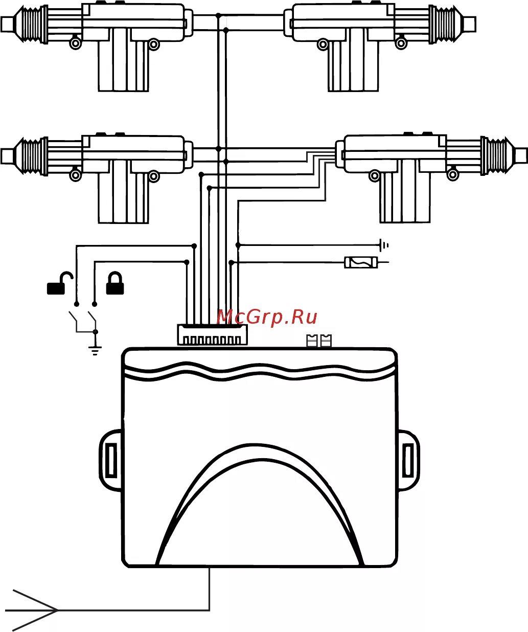 Подключение центрального замка вымпел Orion Вымпел A-Y56 4/12 Схема подключения