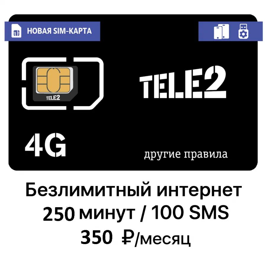 Подключение теле 2 сим карты Sim Карта